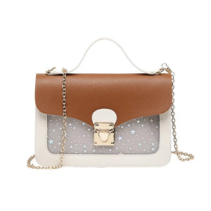 Star Print Crossbody Bag with Chain - Street Drop Gift