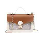 Star Print Crossbody Bag with Chain - Street Drop Gift