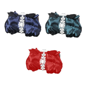 Rhinestone Evening Handbag Pleated Clutch Bag Chain Wedding Prom Crossbody