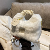 Plush Crossbody Bags Chain Saddle Bag Handbags Totes