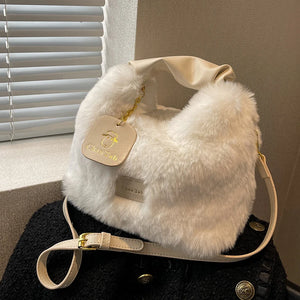 Plush Crossbody Bags Chain Saddle Bag Handbags Totes