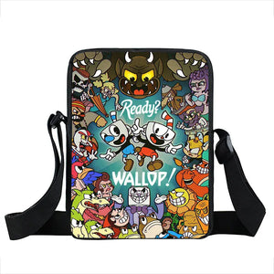 Cuphead Print Small Shoulder Bag Crossbody Messenger Book Bag