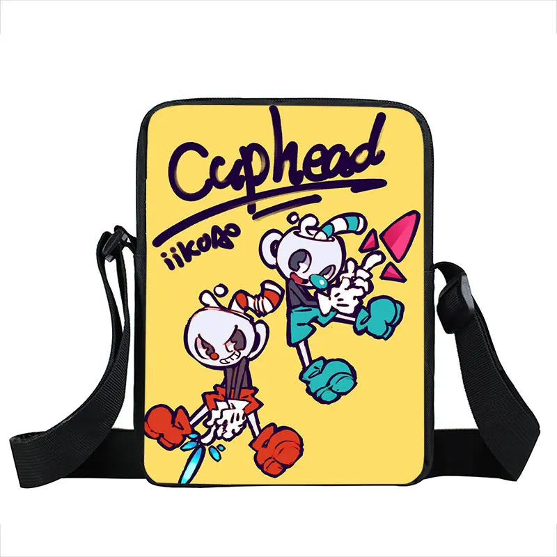 Cuphead Print Small Shoulder Bag Crossbody Messenger Book Bag