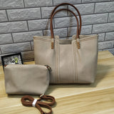 Leather Tote Bag Women Large Capacity Shopper Bag 2 Pcs Set Shoulder Sac a Main