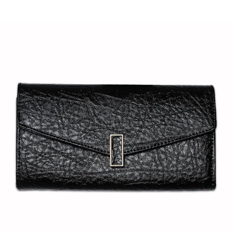 Long Women's Leather Wallet Clutch Solid Purse Genuine Leather