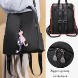 Girl's Cute Cat Pendant Backpack Oxford Cloth Travel School Shoulder Bag