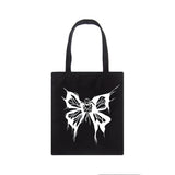 Gothic Skull Butterfly Print Canvas Bag Tote High Street Shopper Bag
