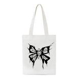 Gothic Skull Butterfly Print Canvas Bag Tote High Street Shopper Bag