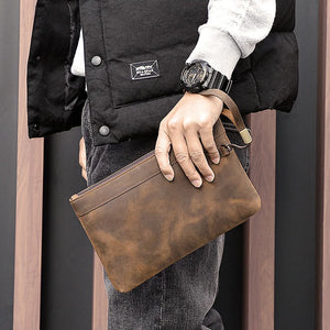 RFID Anti-Theft Crazy Horse Leather Armpit Bag