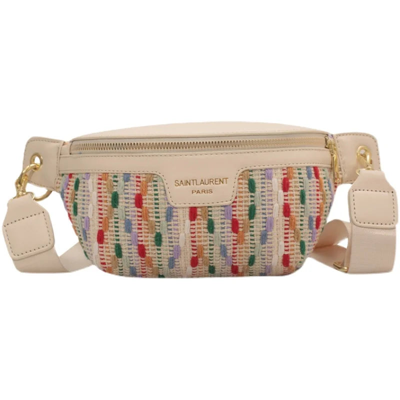 Rainbow Knitted Chest Bag Small Crossbody Bag Western Crossbody Bag