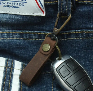Leather Loop Key Holder Ring Keychains for Men