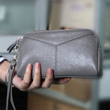 Women Clutch Bag Cow Leather Wristlet Evening Party Bag