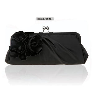 3D Flower Silk Evening Bag Bridal Wedding Purse Party Clutch