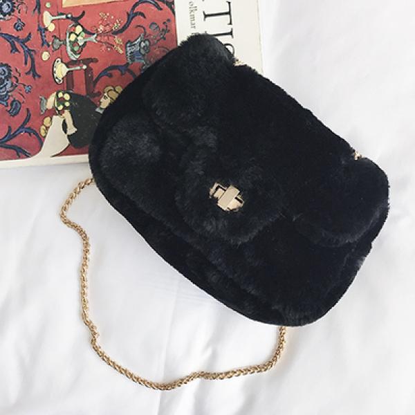 Wild Plush Small Square Shoulder Bag Chain Messenger Bag