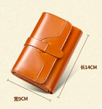 Vintage Oil Wax Cowhide Leather Buckle Wallet Card Bag