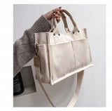 Cotton Women's Canvas Shoulder Bag Large Capacity Foldable Reusable Shopping Bag