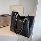 Large Capacity PU Leather Single Shoulder Bag Women Retro Tote