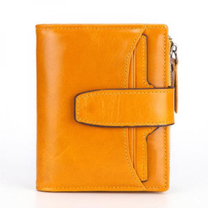 Men's Oil Wax Leather Double Zipper Wallet