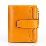 Men's Oil Wax Leather Double Zipper Wallet