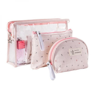 3-Piece Women's Travel Makeup Bag Set Toiletry Storage Case