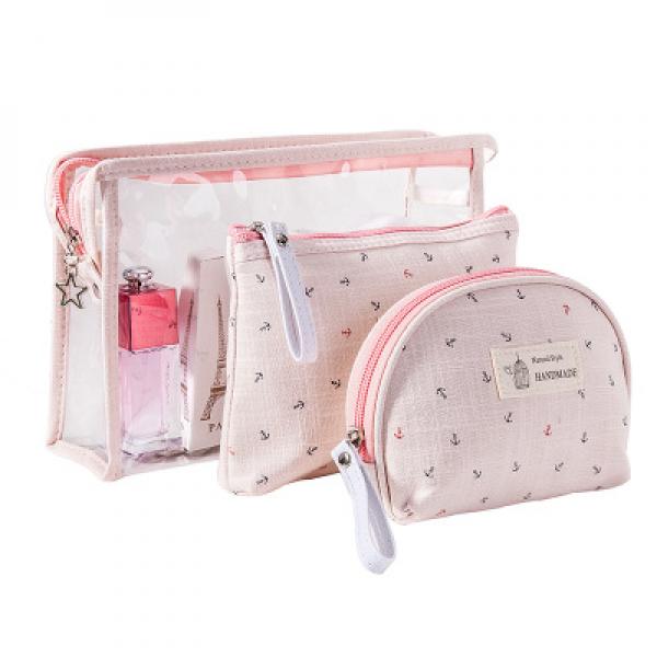 3-Piece Women's Travel Makeup Bag Set Toiletry Storage Case