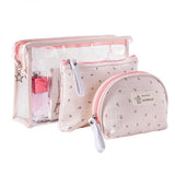 3-Piece Women's Travel Makeup Bag Set Toiletry Storage Case