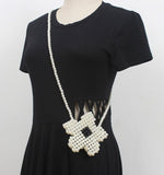 Vintage Mini Pearl Weaving Crossbody Bag with Butterfly Flap