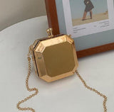 Silver PVC Box Evening Clutch Chain Shoulder Crossbody Bag
