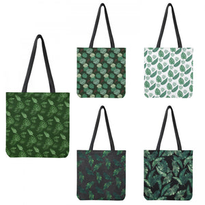 Green Leaves Plant Printed Handbags Travel High Capacity Women Shoulder Bag