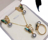 Freshwater Pearl Butterfly Abalone Bedietray Set