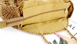 Womens Straw Hand-woven Round Shoulder Bag Bohemian Summer Straw Beach Bag