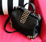 X-Online Women Bag Female Doctor Bag Lady Rivet Tote