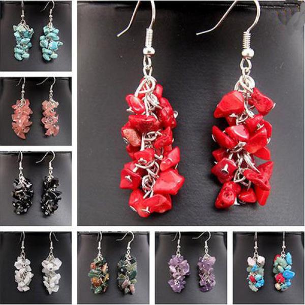 Gemstone Grape Silver Dangle Earrings 2" Long Jewelry Lady Gift
