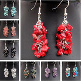 Gemstone Grape Silver Dangle Earrings 2