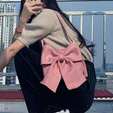 Bow Women's Underarm Bag Casual Hot Girls Shoulder Bags Solid Ladies Tote Purse