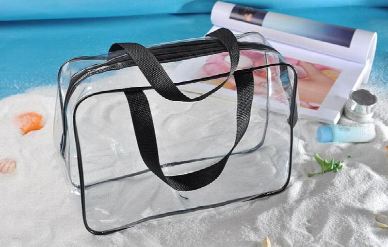 Transparent PVC Waterproof Travel Cosmetic Bag Zipper Make Up Toiletry Bags