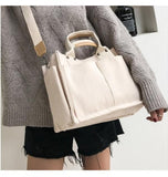 Cotton Women's Canvas Shoulder Bag Large Capacity Foldable Reusable Shopping Bag
