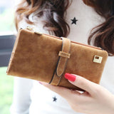 Nubuck Leather Zipper Wallet Women's Long Purse Clutch Phone Pocket