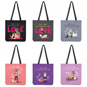 Girl & Her Pet Large Tote Bag Outdoor Travel Backpack