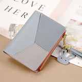 Girls PU Leather Short Wallets Patchwork Coin Purses Clutch Tassel