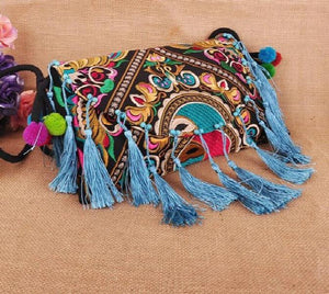 Ethnic Embroidery Canvas Messenger Shoulder Bag Tassel Women Bag