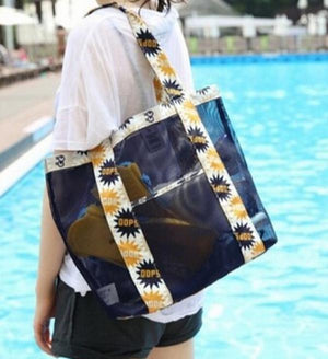Mesh Shoulder Shopping Bag for Women - Large Beach Bag