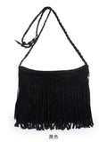 X-Online Lady Tassel Bag Faux Suede Messenger Cross-Body Bag