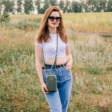 Leather Cell Phone Shoulder Bag for Women Crossbody Hand Bag Zipper Purse