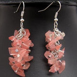 Gemstone Grape Silver Dangle Earrings 2" Long Jewelry Lady Gift