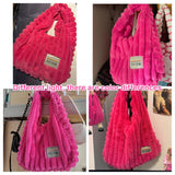 Women's Rose Pink Shoulder Bags Soft Plush Handbag