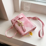 Pink Crossbody Bag with Lock, High-Quality Texture Handbag