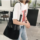 Hollow Beach Bag Mesh Handbag Shopping Tote Portable Canvas