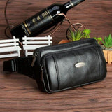 Leather Style Belt Bag Men Retro Waist Fanny Pack Coffee 7216
