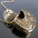 Vintage Bronze Locket Chain Pendant Long Necklace